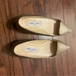 Jimmy Choo champagne pointed toe flats